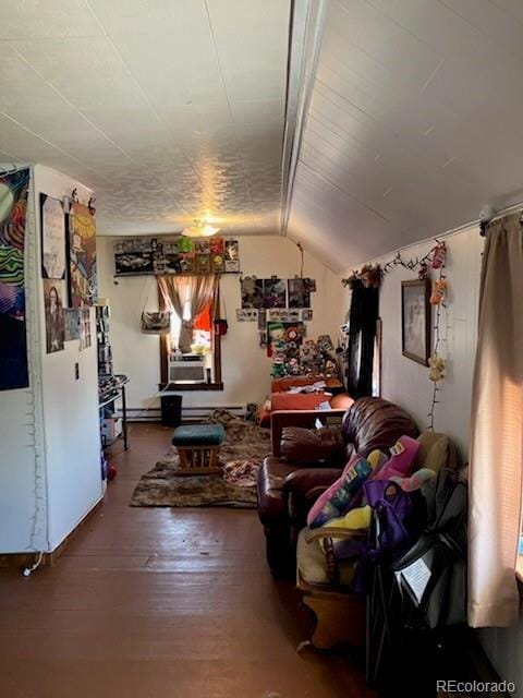 440 Colorado Ave, Stratton, CO 80836 - living room with lofted ceiling, hardwood / wood-style floors, and cooling unit