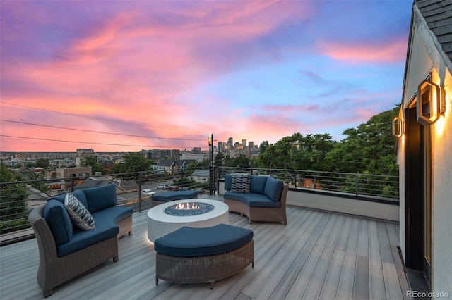 3410 Pecos St, Denver, CO 80211 - wooden deck with an outdoor living space with a fire pit