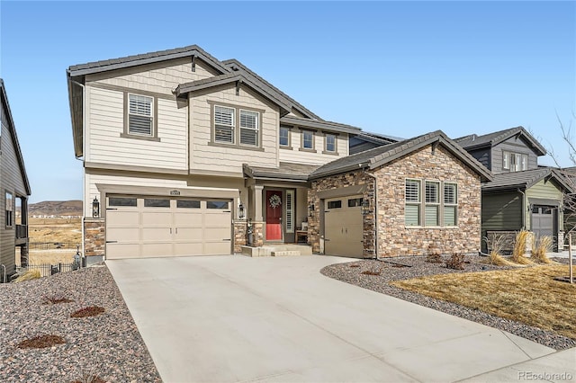 craftsman inspired home featuring a garage