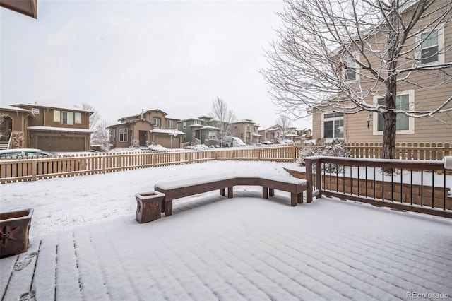 view of snow covered patio