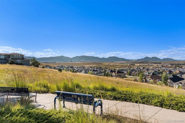 property view of mountains featuring a residential view