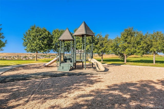 communal playground with a yard