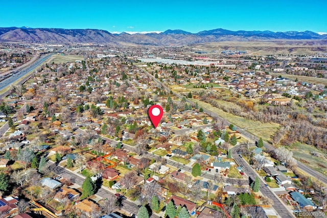 aerial view with a mountain view