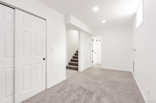 1617 S Quitman St, Denver, CO 80219 - basement with stairs, carpet, recessed lighting, and baseboards