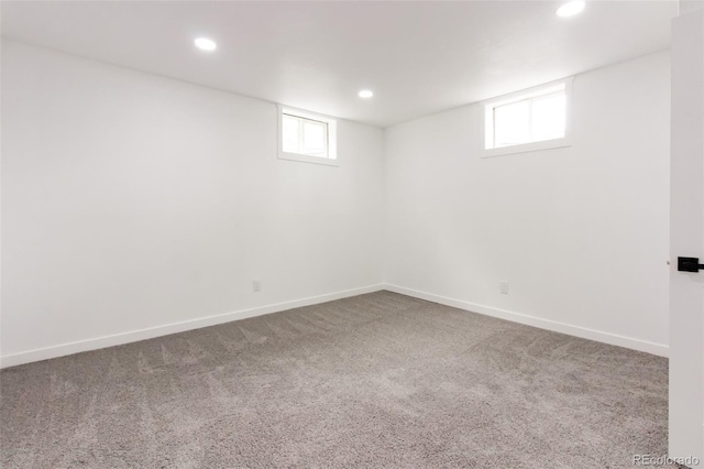 1617 S Quitman St, Denver, CO 80219 - below grade area with carpet flooring, recessed lighting, and baseboards