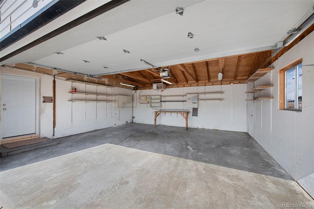 garage with a garage door opener