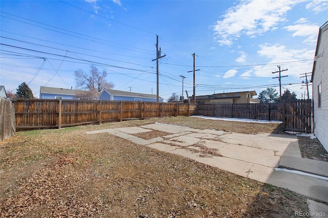 view of yard with a patio and a fenced backyard