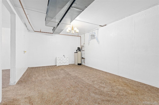 basement with carpet flooring