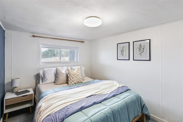 bedroom with a textured ceiling