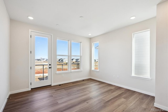 spare room with wood-type flooring