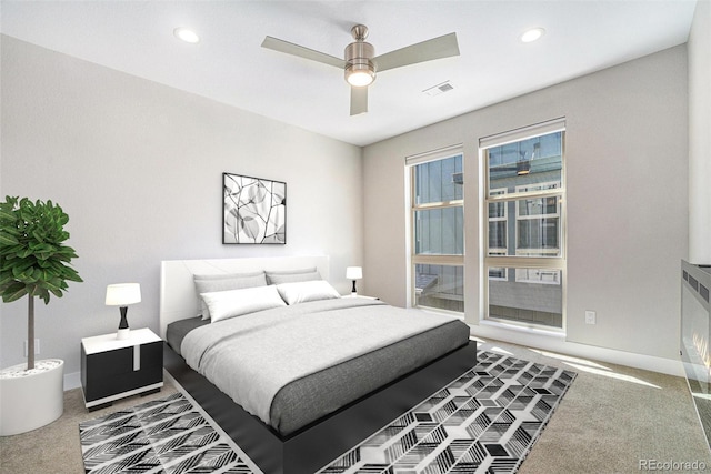 5018 S Prince Pl, Littleton, CO 80123 - carpeted bedroom with recessed lighting and a ceiling fan