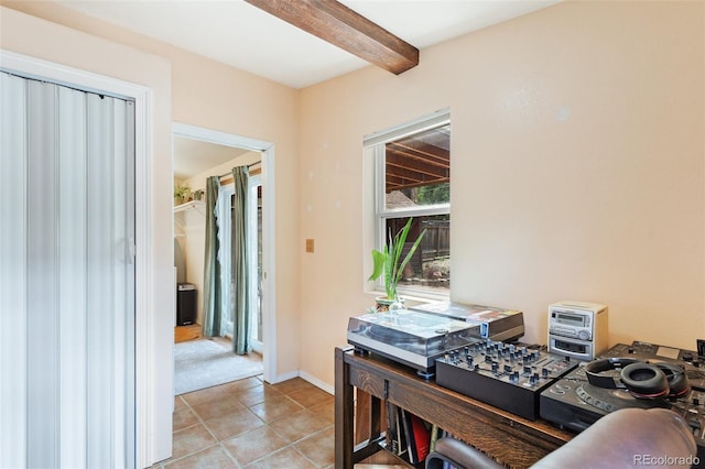 1318 S 25th St, Colorado Springs, CO 80904 - home office featuring beamed ceiling and light tile patterned floors