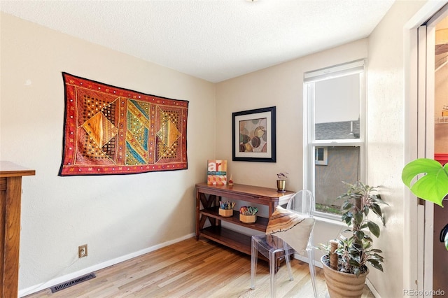 1318 S 25th St, Colorado Springs, CO 80904 - living area featuring wood finished floors and a textured ceiling