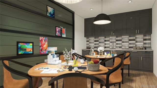 dining space featuring light hardwood / wood-style floors