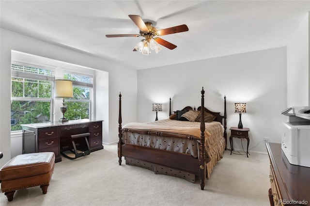 2032 W Nantucket Ct, Littleton, CO 80120 - bedroom featuring light carpet, baseboards, and ceiling fan