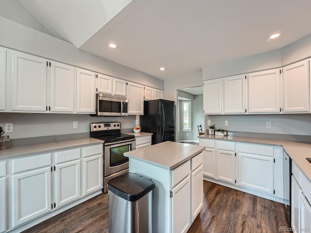 19098 E Ida Dr, Aurora, CO 80015 - kitchen featuring appliances with stainless steel finishes, white cabinets, and recessed lighting