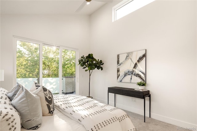 2060 Eliot St, Denver, CO 80211 - bedroom with a high ceiling, access to outside, and carpet floors