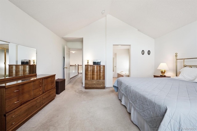 13362 Marion St, Thornton, CO 80241 - bedroom with light colored carpet, high vaulted ceiling, and connected bathroom