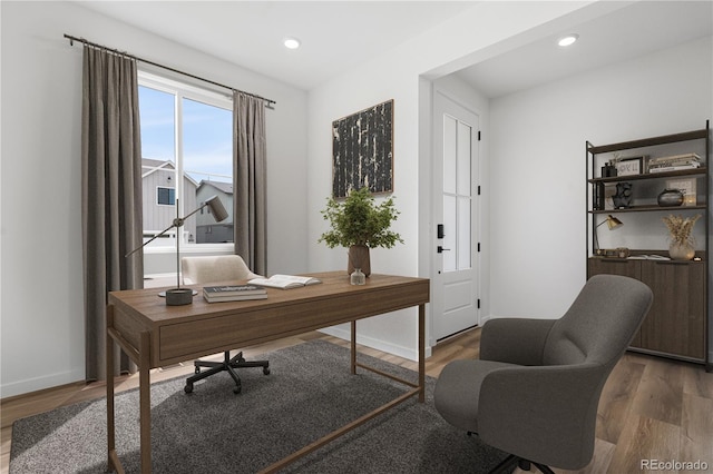 8863 Springsong Ln, Littleton, CO 80125 - office featuring wood finished floors and recessed lighting