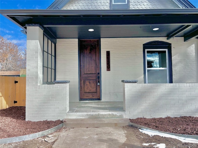 property entrance with a porch