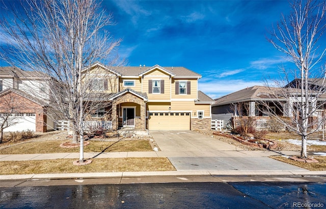 view of front of house with a garage