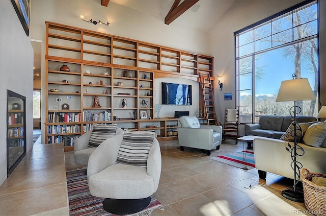 1100 Pinon Dr, Poncha Springs, CO 81242 - interior space featuring tile patterned floors, a wealth of natural light, and high vaulted ceiling