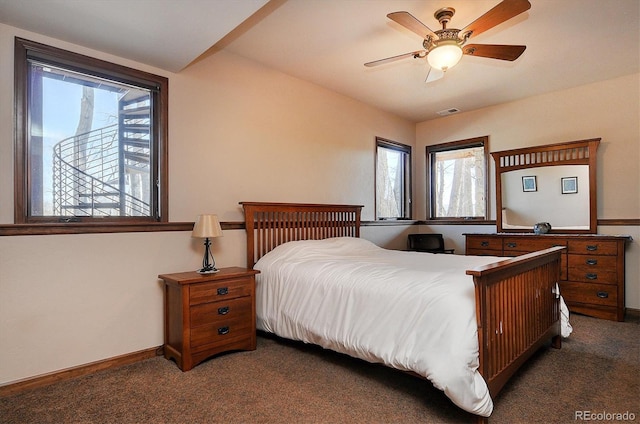 1100 Pinon Dr, Poncha Springs, CO 81242 - carpeted bedroom featuring visible vents, baseboards, and multiple windows