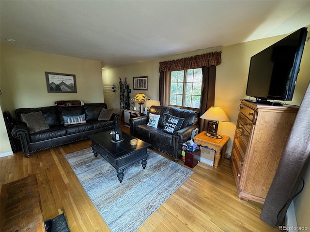 living room with light hardwood / wood-style floors