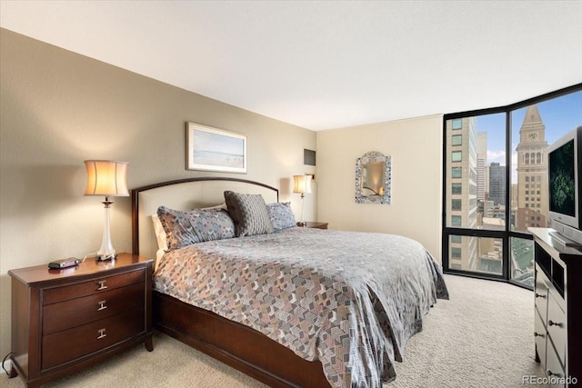 1625 Larimer St Unit 1605, Denver, CO 80202 - bedroom featuring light carpet and a wall of windows