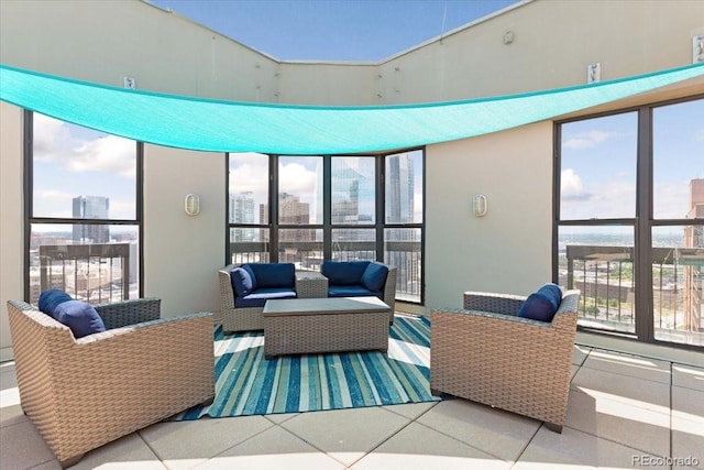 1625 Larimer St Unit 1605, Denver, CO 80202 - view of patio / terrace with outdoor lounge area and a city view