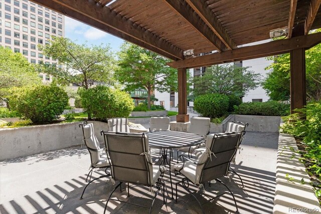 1625 Larimer St Unit 1605, Denver, CO 80202 - view of patio with a pergola and outdoor dining space