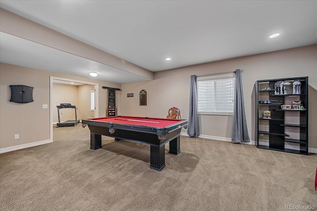 23871 E Ontario Pl, Aurora, CO 80016 - recreation room with carpet, billiards, and recessed lighting
