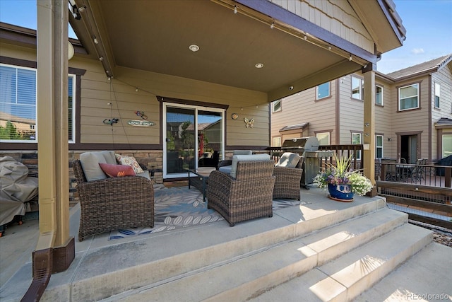 23871 E Ontario Pl, Aurora, CO 80016 - view of patio / terrace with an outdoor living space and a grill