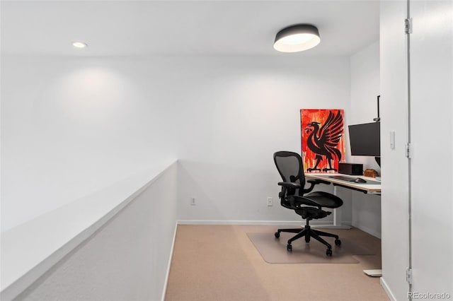 view of carpeted home office