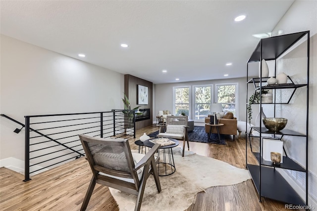 living room with light wood-type flooring