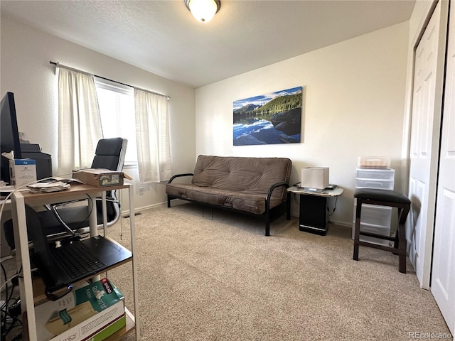 office space with carpet and baseboards