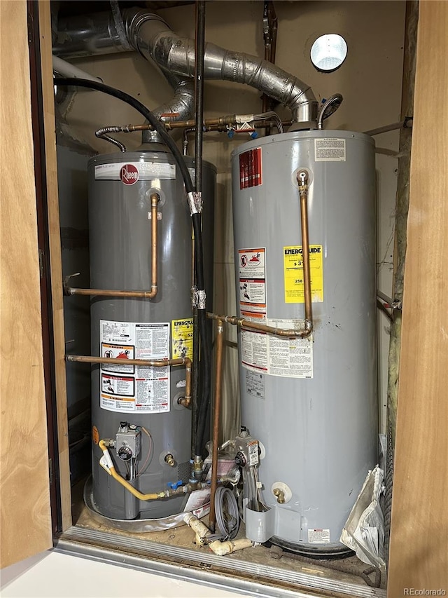 utility room featuring water heater
