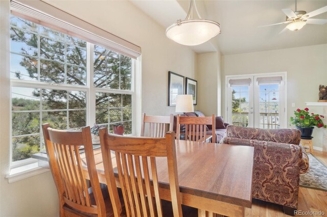 6701 W Yale Ave, Lakewood, CO 80227 - dining room featuring a ceiling fan and wood finished floors