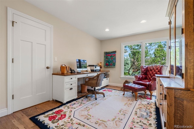 10 Oakmont Ln, Littleton, CO 80127 - office area featuring wood finished floors and recessed lighting
