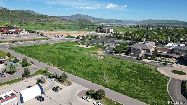 bird's eye view with a mountain view