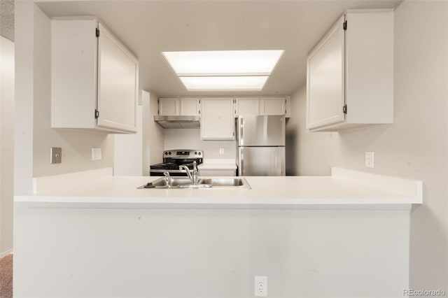 kitchen featuring white cabinetry, sink, and appliances with stainless steel finishes