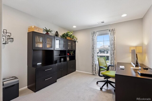 16268 Mount Silverheels Way, Broomfield, CO 80023 - office featuring light colored carpet, baseboards, and recessed lighting