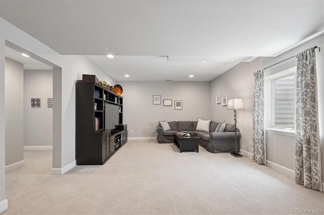 16268 Mount Silverheels Way, Broomfield, CO 80023 - living room featuring light colored carpet, baseboards, and recessed lighting