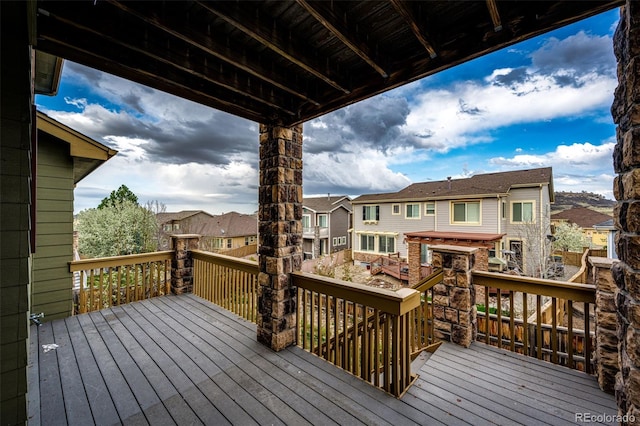 deck with a residential view