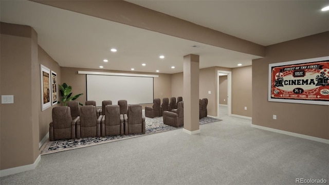 view of carpeted home theater