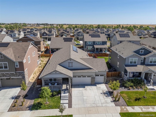 aerial view with a residential view