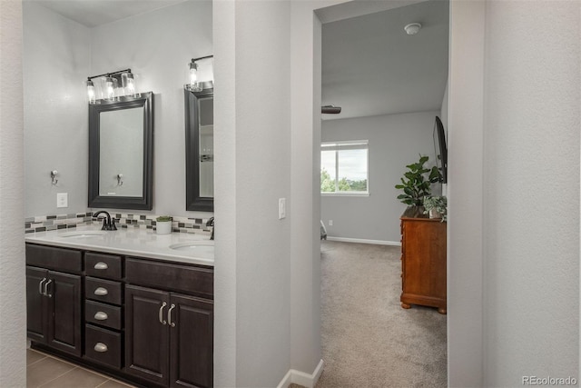 4025 Trail Stone Cir, Castle Rock, CO 80108 - full bath featuring double vanity and backsplash