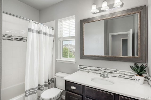 4025 Trail Stone Cir, Castle Rock, CO 80108 - full bathroom featuring vanity, shower / bath combination with curtain, and decorative backsplash