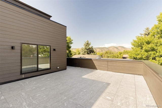 view of patio with a mountain view