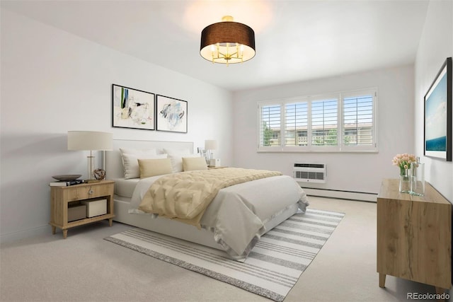 695 S Alton Way Unit 9C, Denver, CO 80247 - carpeted bedroom with a baseboard heating unit and an AC wall unit
